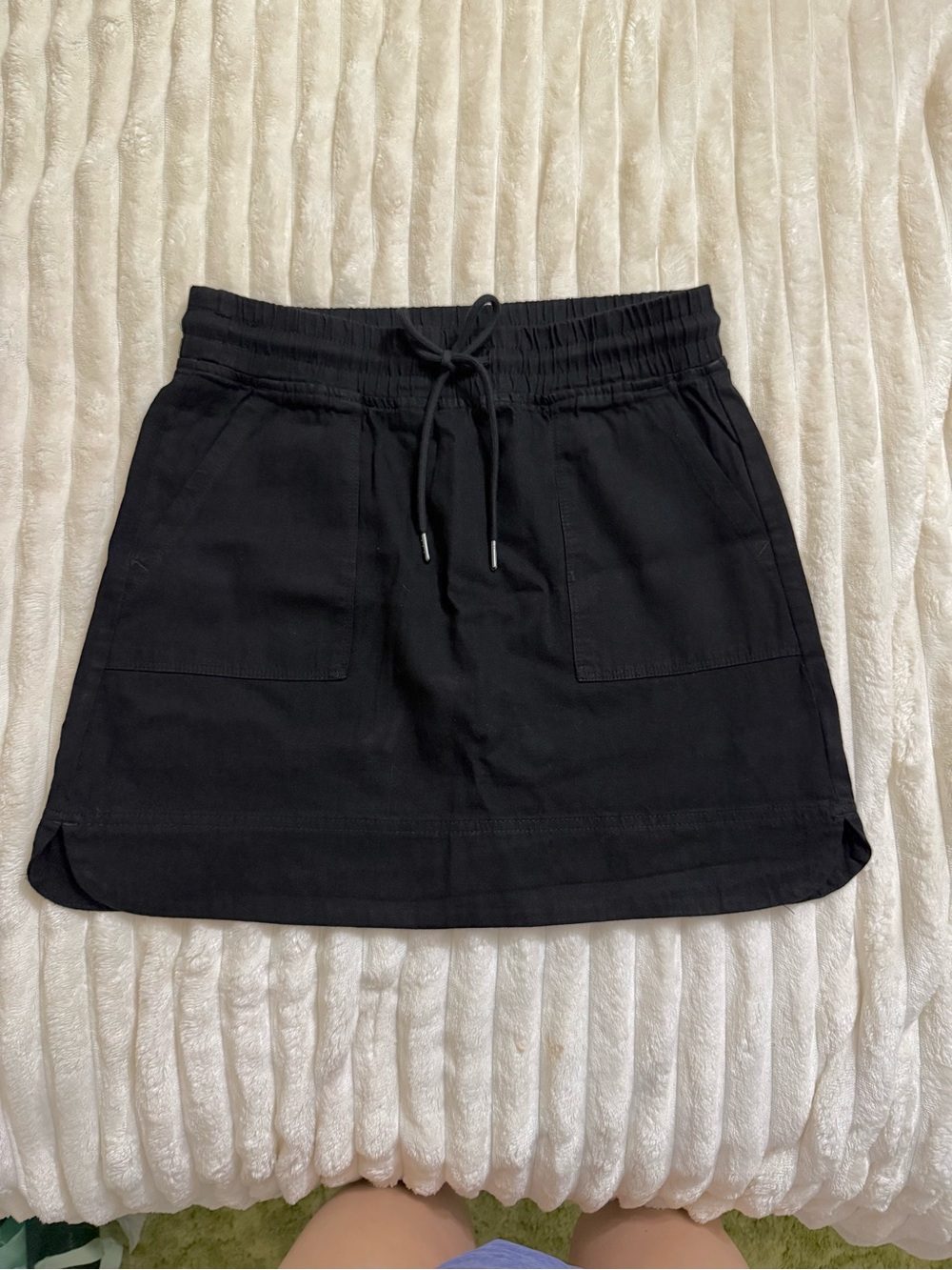 Black Drawstring Pocket Skort
